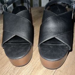 Black Platform Wedge Sandals – Stylish & Chic! Size 11