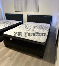 New queen bed frame with mattress