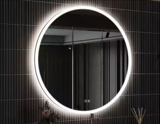 HOMEIBRO 40 in. W x 40 in. H Round Frameless LED Light with 3-Color and Anti-Fog Wall Mounted Bathroom Vanity Mirror