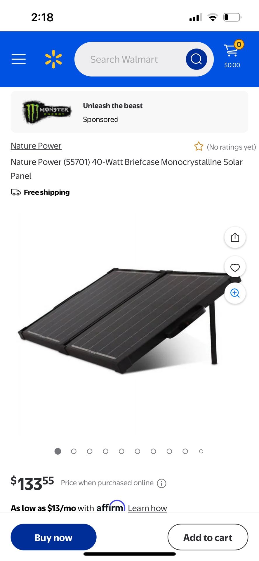 40 Watt Briefcase, Solar Panel Great For Camping Portable Small Can Take Anywhere Over 130 Brand New Only Asking 65