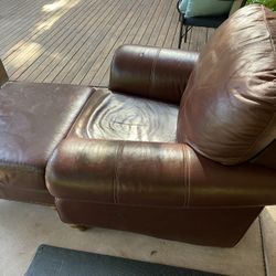 Leather Sofa With Ottoman