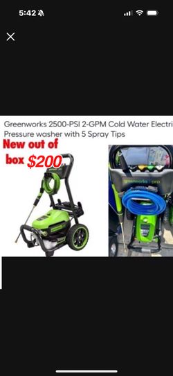  Last one price drop New out of box Greenworks 2500-PSI 2-GPM Cold Water Electric Pressure washer with 5 Spray Tip $200 cash only East Palmdale 