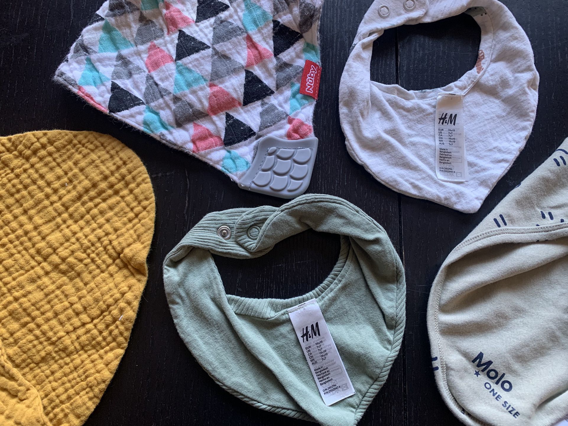 Several Cute Kerchief / Triangle Scarf Style Infant Bibs