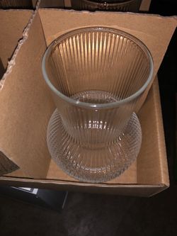 Clear Ribbed Glass Vase