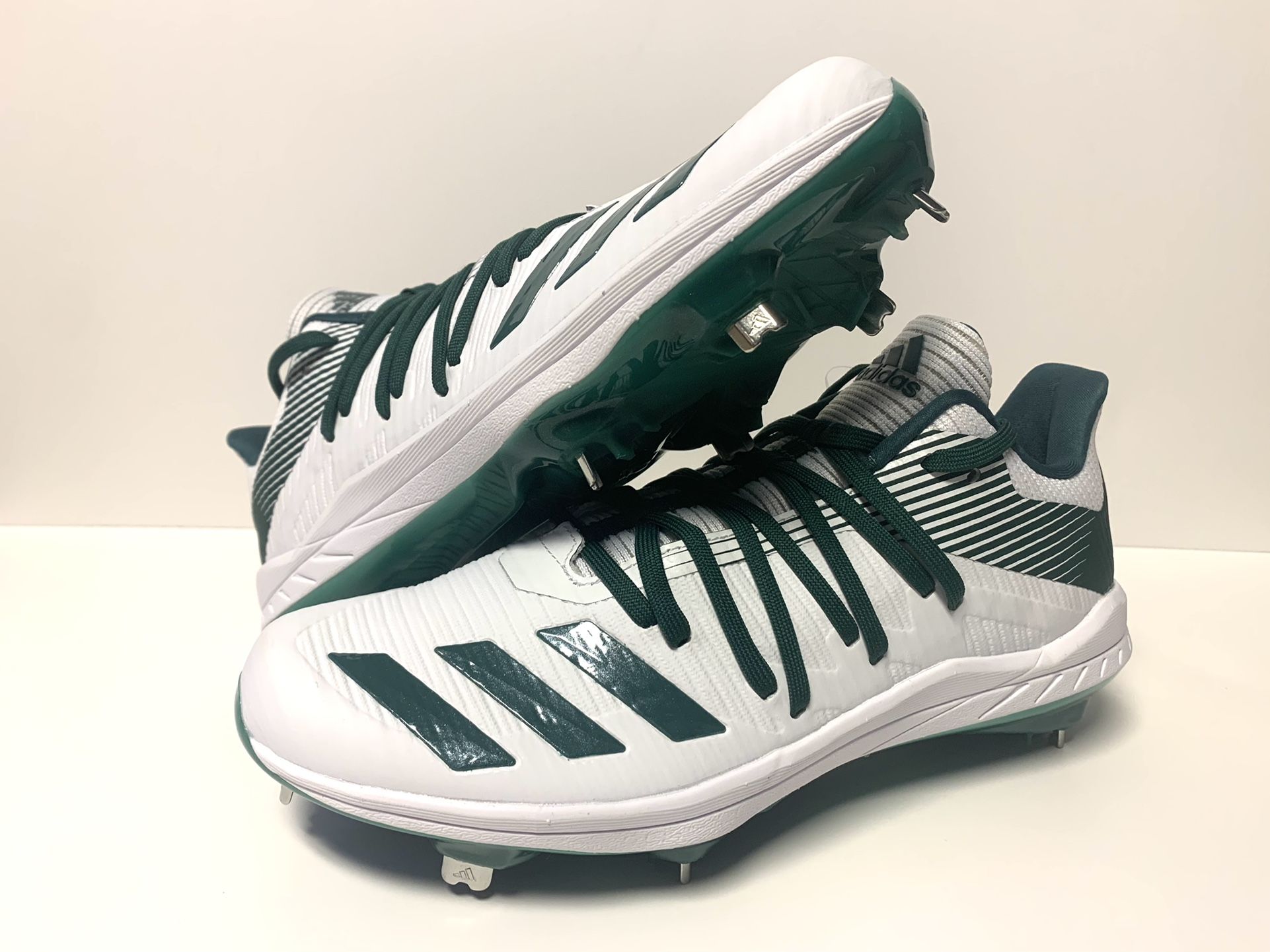 Adidas Afterburner 6 White/Green Men’s Size 8 1/2 Baseball Cleats New G27668