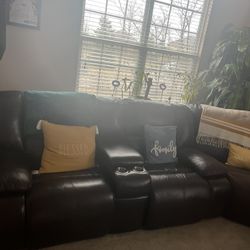 Brown Leather Sectional Recliner 