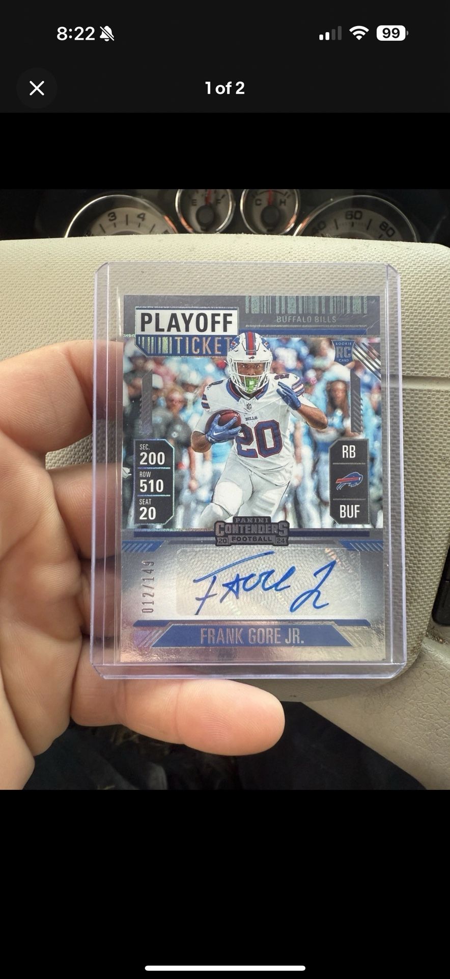 2024 Contenders Frank Gore Jr Rookie Auto/149 Playoff Ticket Bills