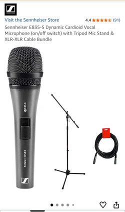 NIB Sennheiser e835 S Microphone with XLR cable and Mic Stand