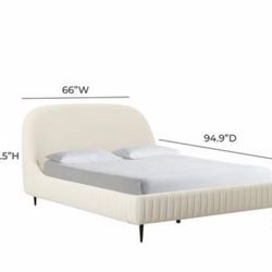 Queen Bed - Cream Bouclé Bed (under 2 years old)