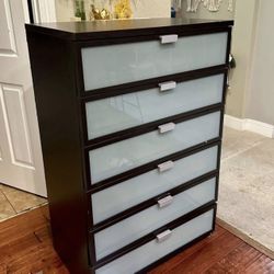 Big IKEA Black Dresser With Glass 6 Drawers Cajonera