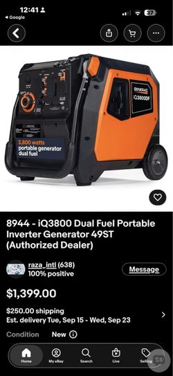 IQ3800 dual fuel portable inverter generator