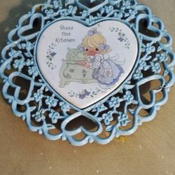 1996 Precious Moments Ceramic And Metal Trivet And Hanger