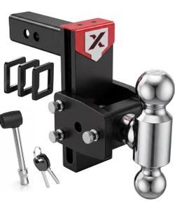Young Adjustable Trailer Hitch, 2.5 in Receiver, 6 in Drop/Rise 20,000 LBS GTW, 2" and 2-5/16" Ball Hitch, Heavy Duty Steel Drop Hitch with Anti-Thef