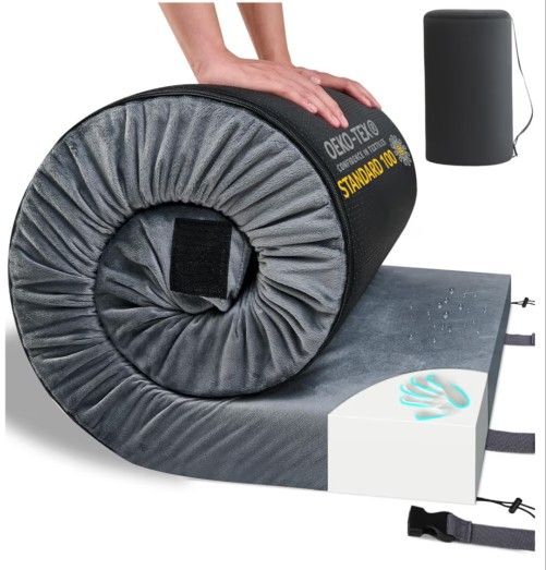 NEW! CertiPUR-US Memory Foam Camping Mattress Pad Portable Roll Up Mattress for Adults Sleeping Mat Cot Mattress Pad