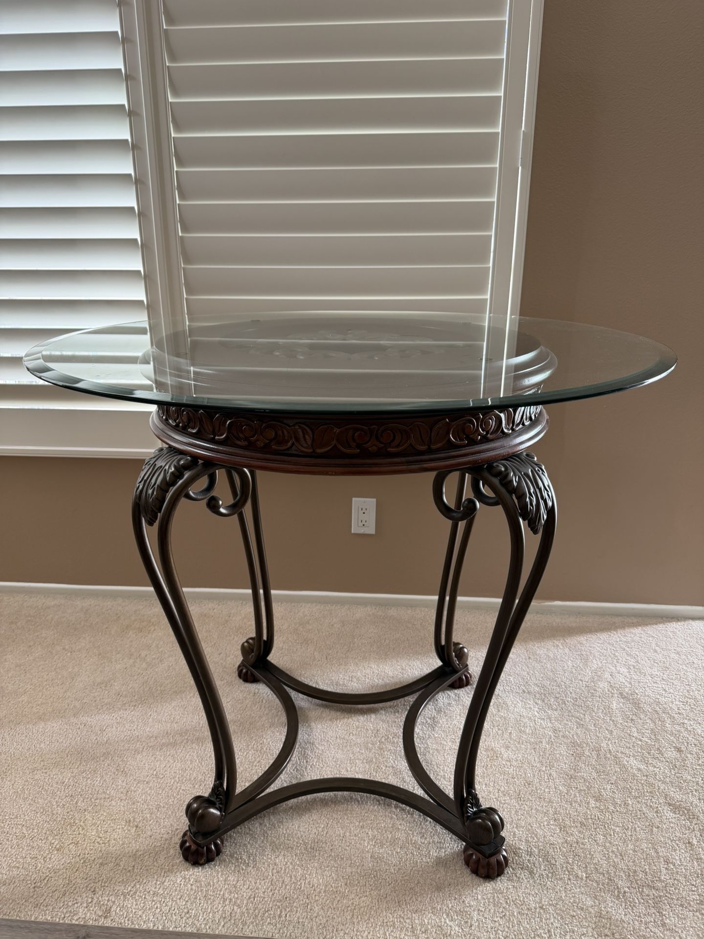 Glass High top kitchen table and chairs