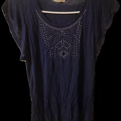 Latitude 10 Navy Graphic Blouse PL