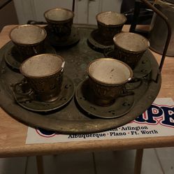 Antique Brass Tea Cups Set
