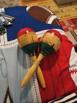 Painted Wooden Maracas Pair