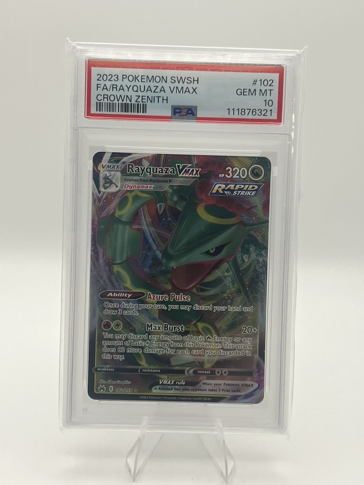 Rayquaza VMAX 102/159 Crown Zenith Holo - PSA 10
