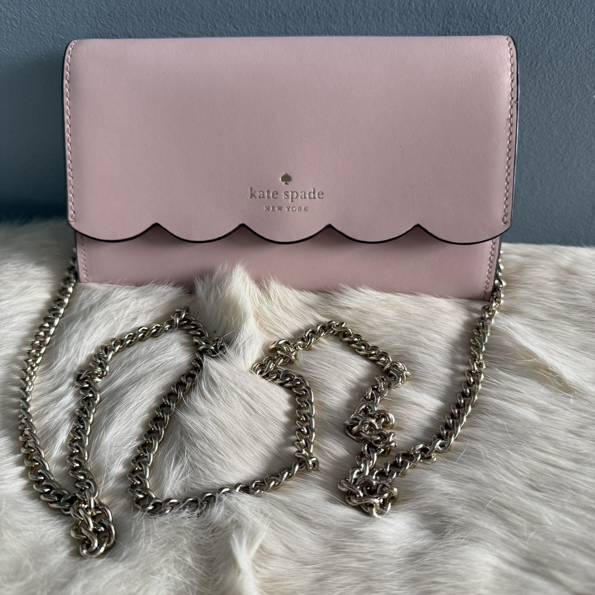 Kate Spade Gemma Rose Smoke Crossbody Clutch with Chainlink Strap