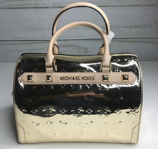 Michael Kors Gold Kara LG Satchel Duffle Bag