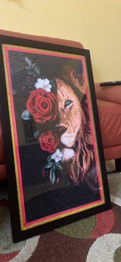 diamond painting lion and roses