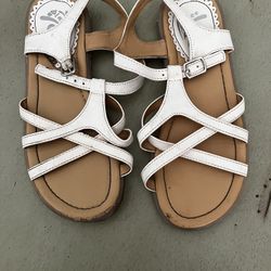 Girls Flat White Sandals Sz 2