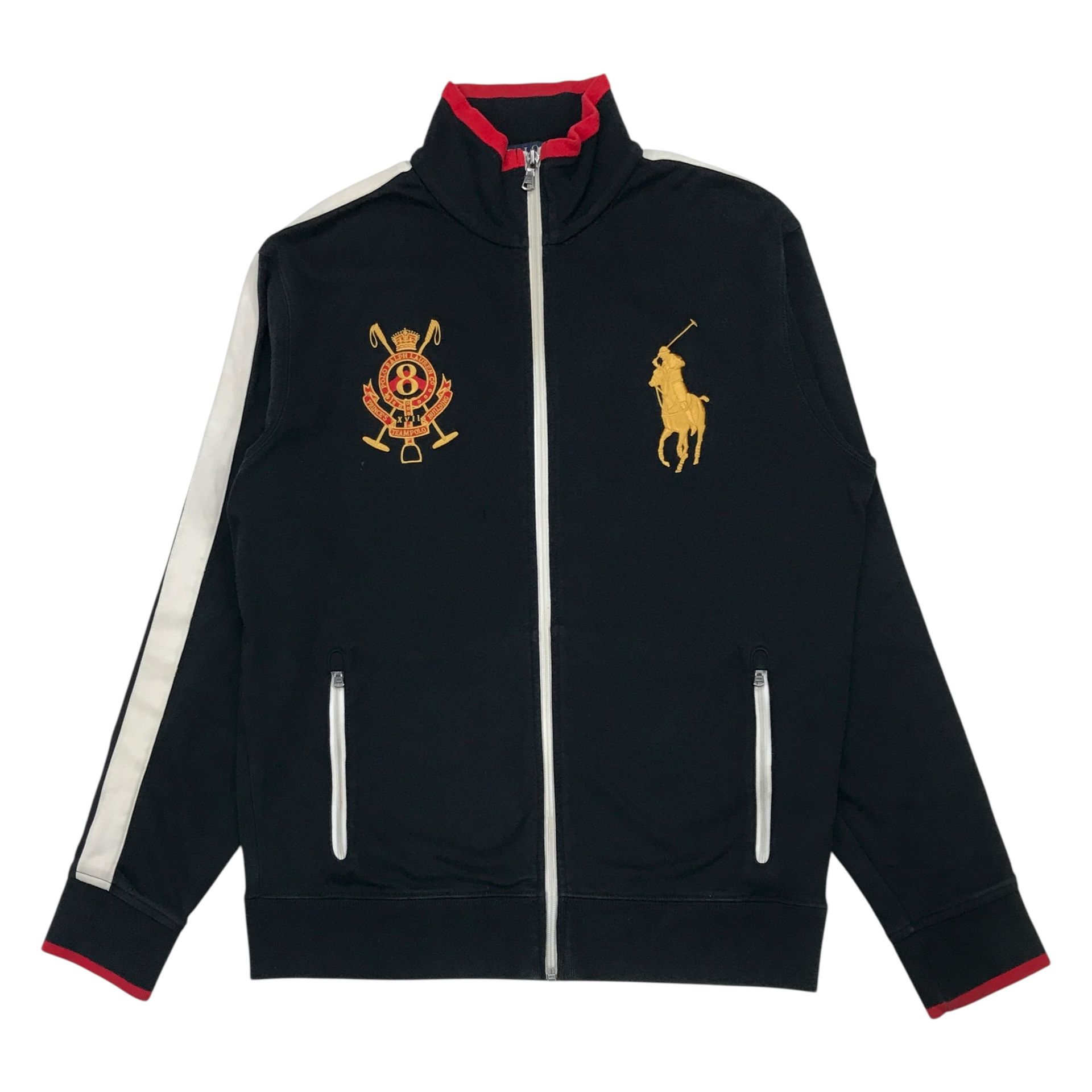 Polo Ralph Lauren Jacket Medium M Men Black Sweater Crest Logo Big Pony Full Zip