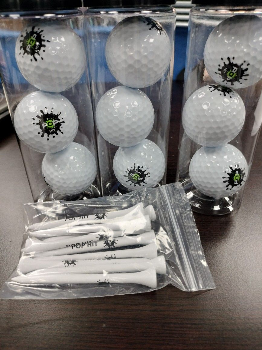 Pop Golf Balls - 3 Jars Of 3 Count - 9 Balls With Golf Pin