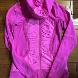 Lululemon Lululemon Hot Pink Ruched Full-Zip Hooded Jacket - Define/Forme Style - Size 6