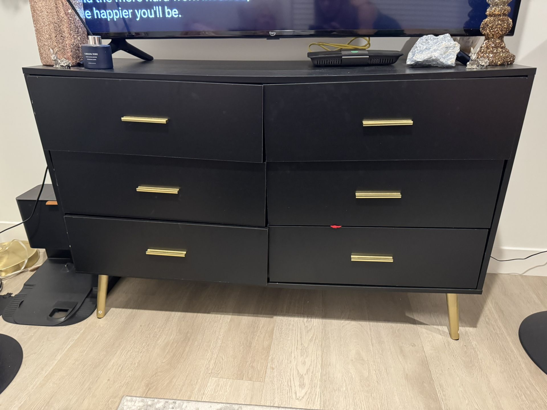 Black And Gold Six Drawer Dresser
