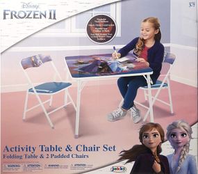 🔴REGULAR PRICE $80$🔴 🚀 NOW $$$50$$$🚀. NEW IN BOX Frozen 2 Table & Chair Set, Folding Table & 2 Folding Padded Chairs.