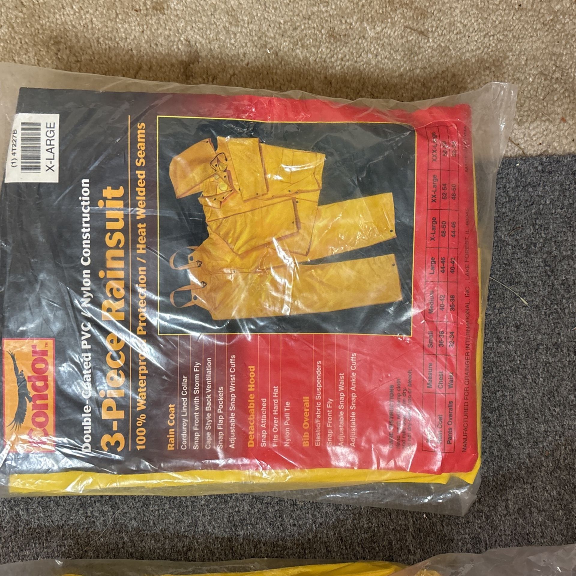 Never Used 3 Piece Condor Rain Suit