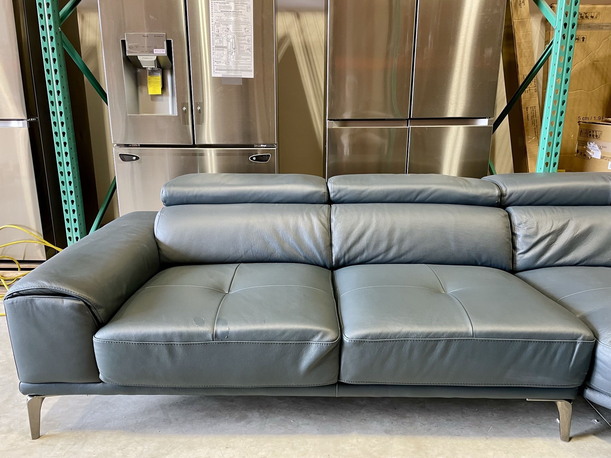 WAREHOUSE CLEARANCE Quinton Top Grain Leather Sectional with