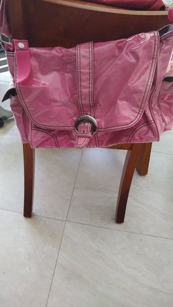 Kalencom hot pink corduroy laminated buckle diaper bag