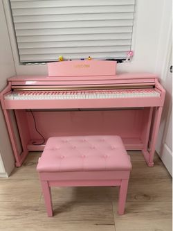 Pink 88 Key Weighted Keyboard Piano & Chair, With Stand, 3 Pedal & MIDI Connect Full size Electric