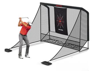 10x7 FT Golf Practice Net, Auto Ball Return Enclosure with Side Barriers
