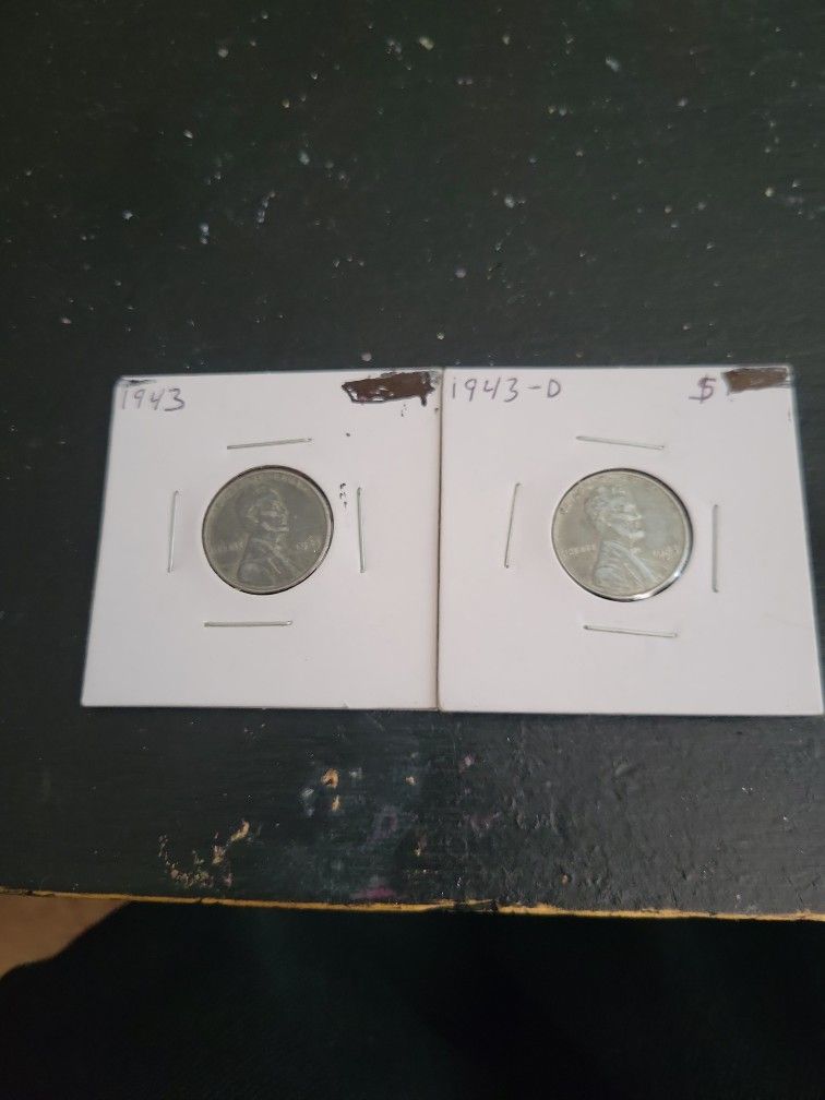 1943  D .Iron Penny & 1943 Penny  No Ceca 