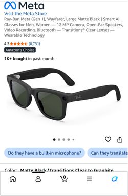 Ray ban Meta Transition lenses (Gen 1)