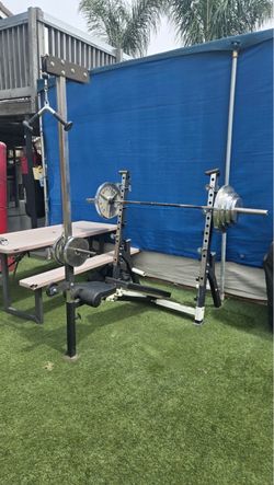 Weight Bench with Squat Rack and Barbell
