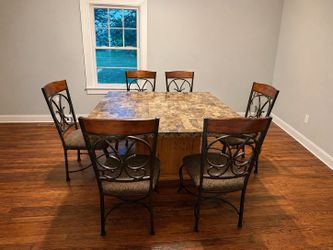 Solid Marble Dining Table Set – 8 Chairs – Heavy Duty!