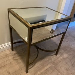 Mirror And Gold metal Nightstand 