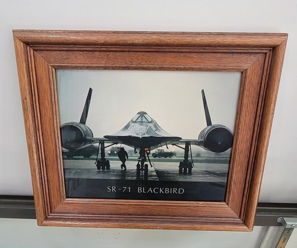 The SR-71 Blackbird Military Aircraft Jet, Picture Framed.