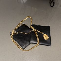 Gold Chain With Pendant and Cuban Link Chain