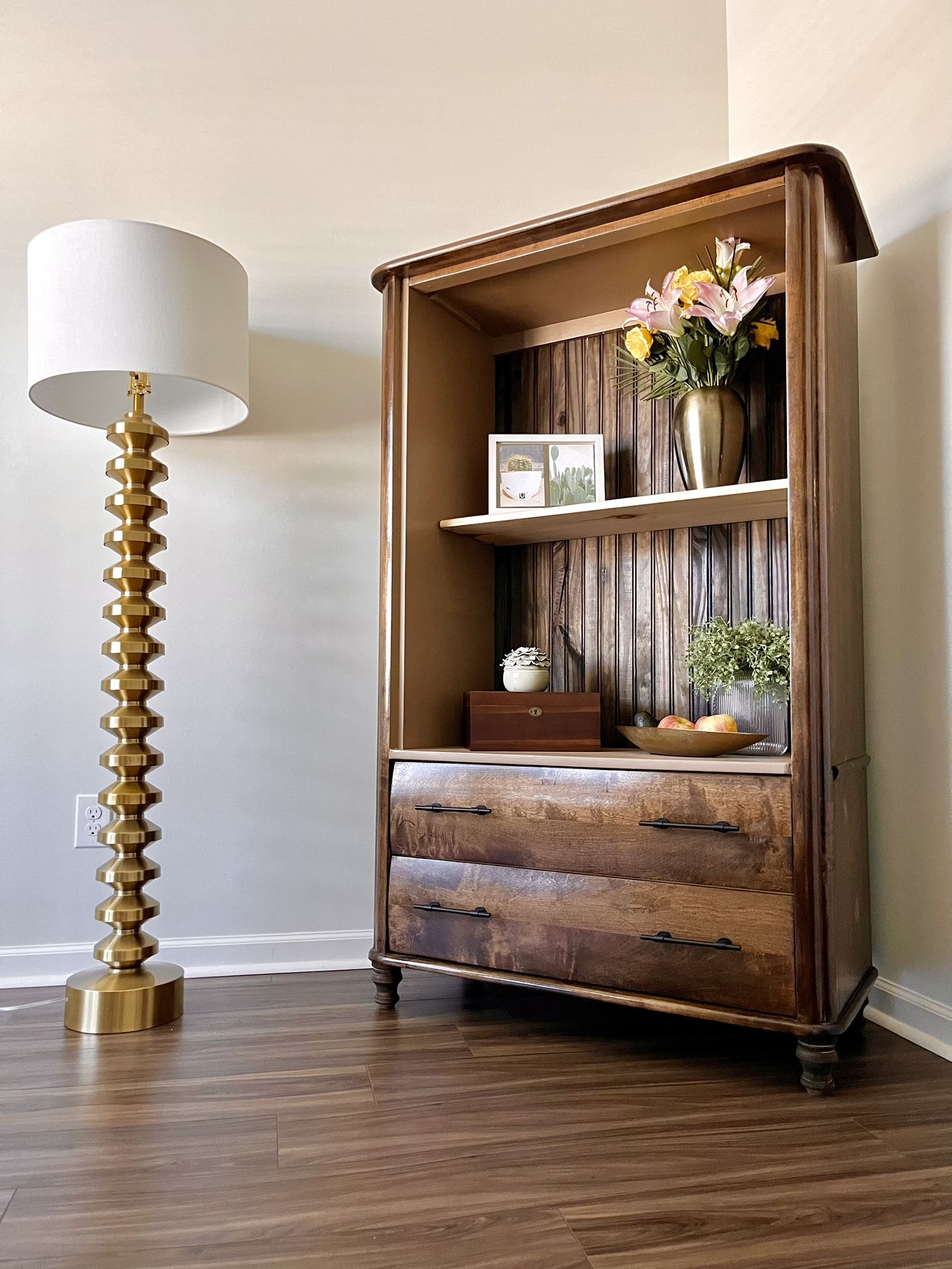 Refinished Walnut Stained Thomasville Bookcase