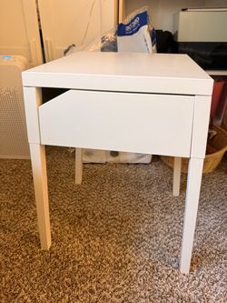 IKEA metallic white night stand