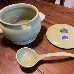 Vintage Chantal Green Soup Tureen With Lid and Ladle