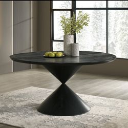 Modern Round Wood Table 59” - Free Delivery ✅ Black Round Wood Dining Table