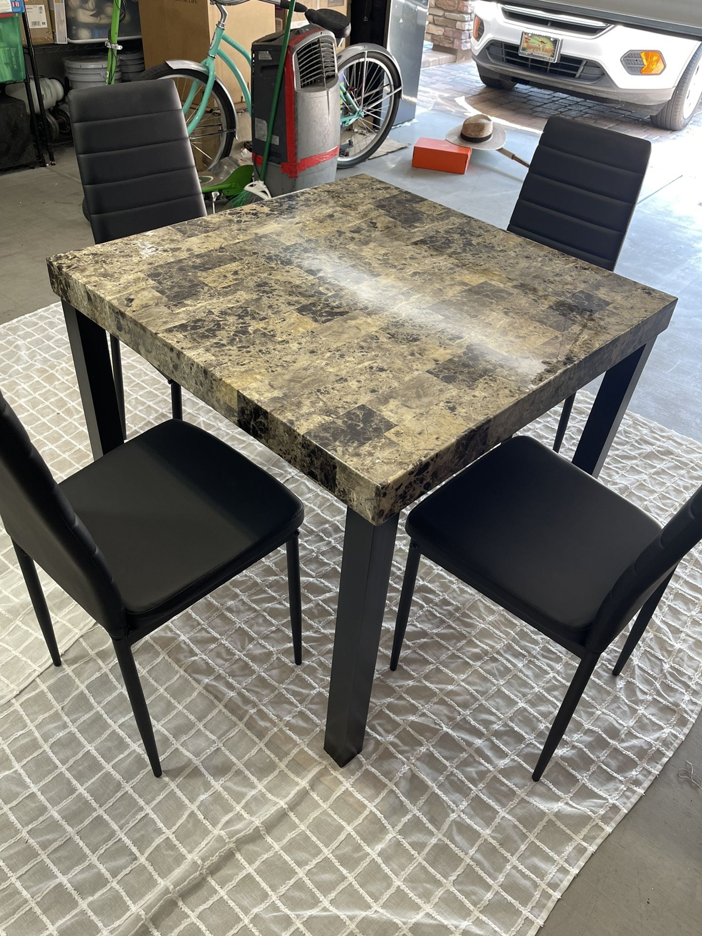 Dining Room Table With Black Chairs-both New