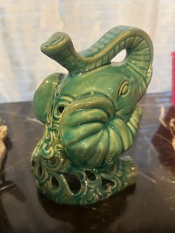 Blueish Green Ceramic elephant